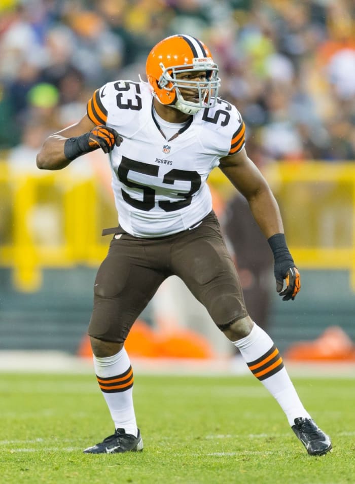 Oct 20, 2013; Cleveland Browns linebacker Craig Robertson (53) during a game against the Green Bay Packers. Mandatory Credit: Jeff Hanisch-USA TODAY